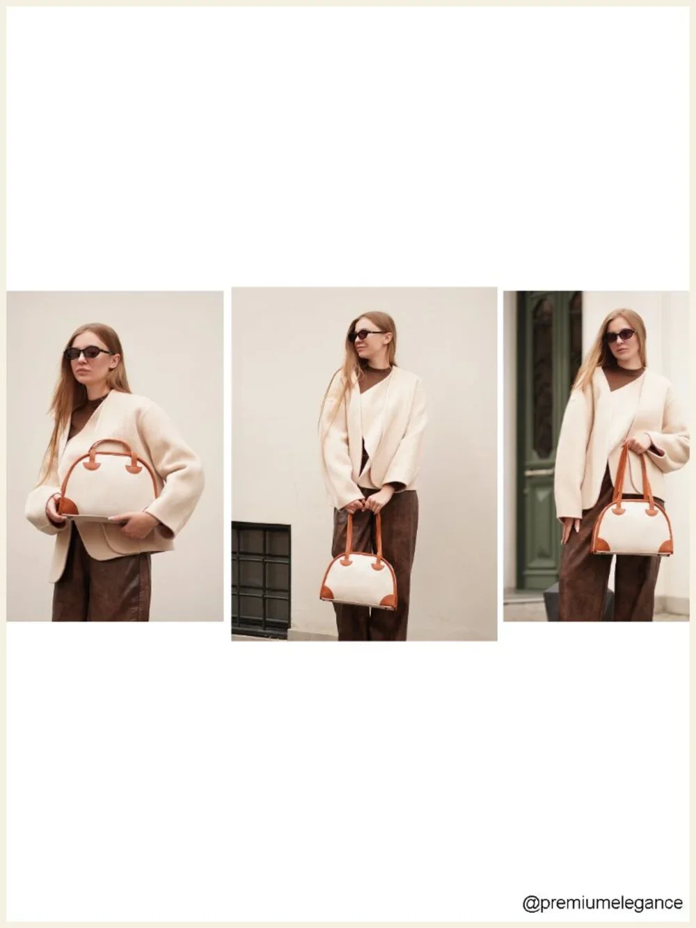 Retro Bowling Satchel Vegan Leather Top Handle Bag with Shoulder Strap